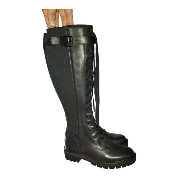 KNEE HIGH, BLACK, COMBAT BOOTS, Antonio Melani, NWT  7 - Picture 4 of 7